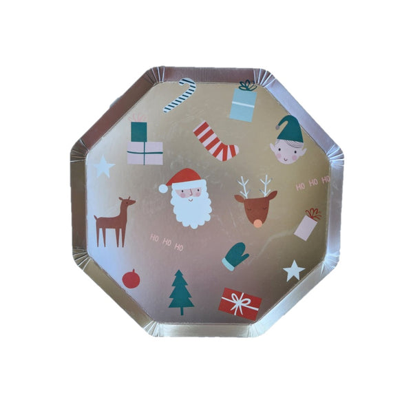 צלחות נייר קטנות כסופות לקריסמס