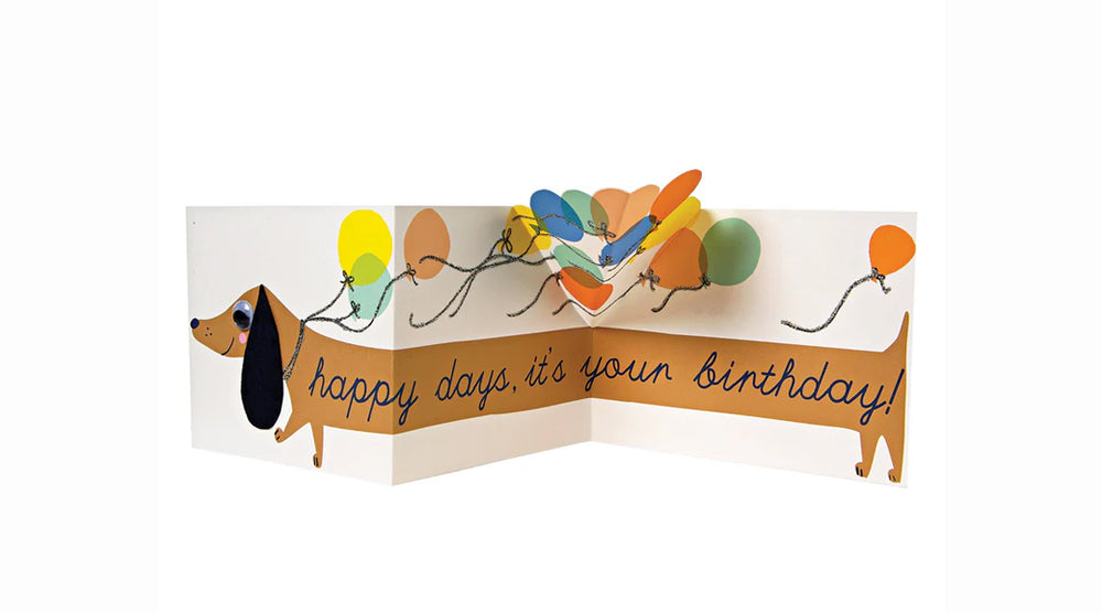 כרטיס ברכה כלב תחש עם בלונים - meri meri