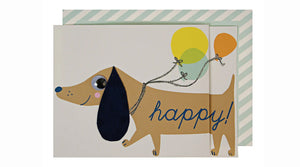 כרטיס ברכה כלב תחש עם בלונים - meri meri