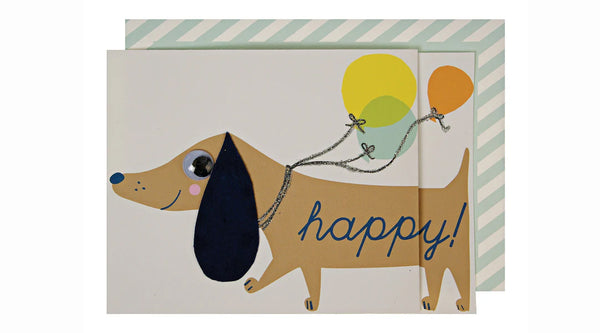 כרטיס ברכה כלב תחש עם בלונים - meri meri