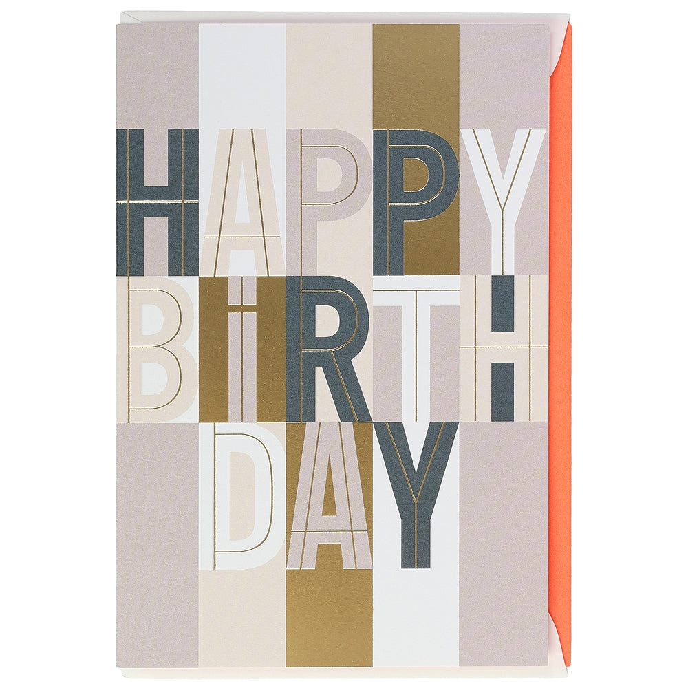 כרטיס ברכה   Happy Birthday בעיצוב גיאומטרי עם נגיעות זהב  - ARTBENE
