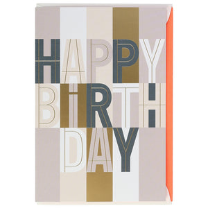 כרטיס ברכה   Happy Birthday בעיצוב גיאומטרי עם נגיעות זהב  - ARTBENE