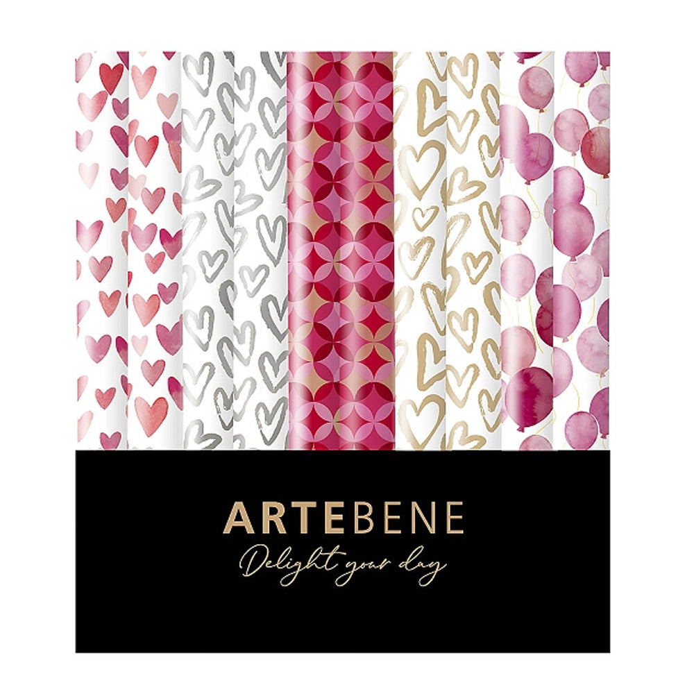 נייר אריזה לבבות בעיצובים שונים 70*200 ס״מ - ARTEBENE