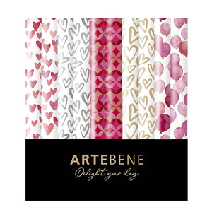 נייר אריזה לבבות בעיצובים שונים 70*200 ס״מ - ARTEBENE
