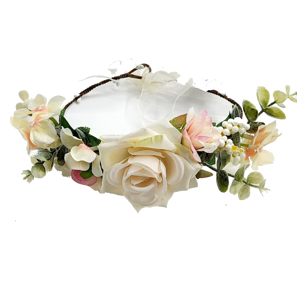 זר לראש בגווני לבן ורוד
