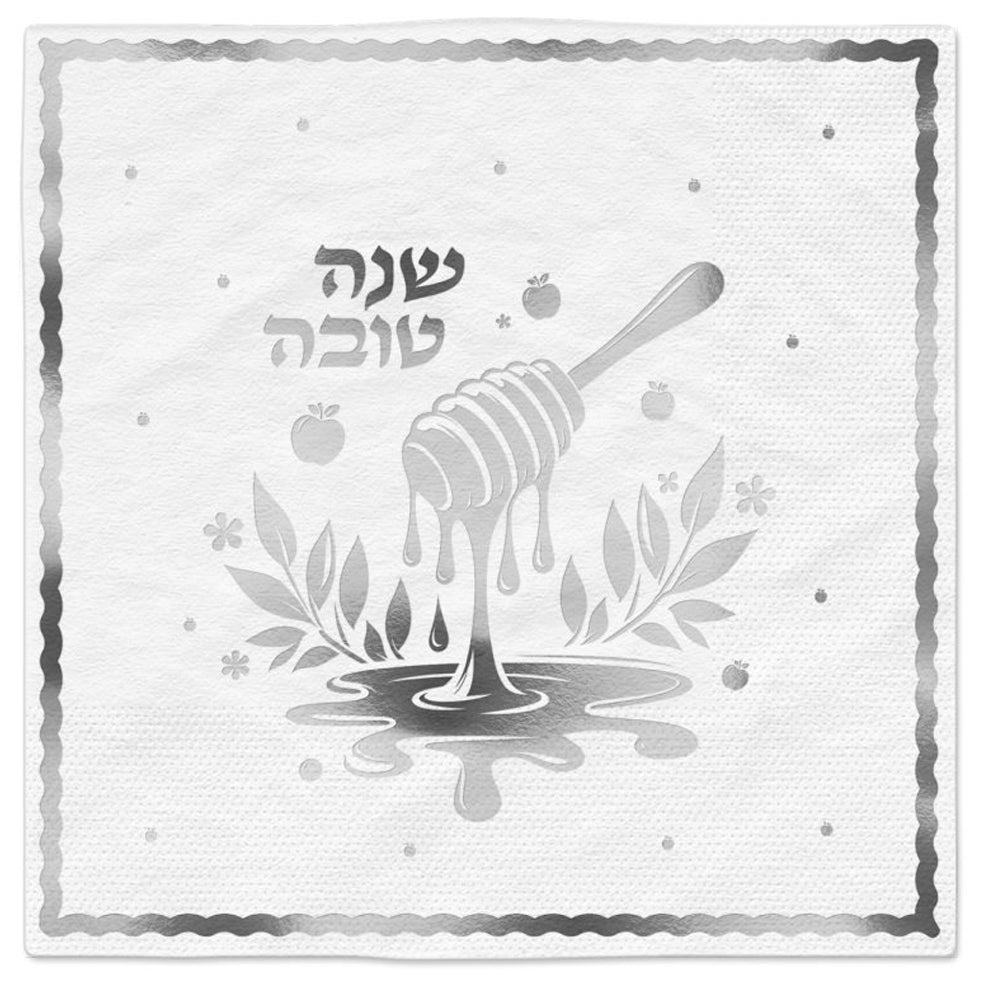 מפית שנה טובה הדפס בצבע כסף