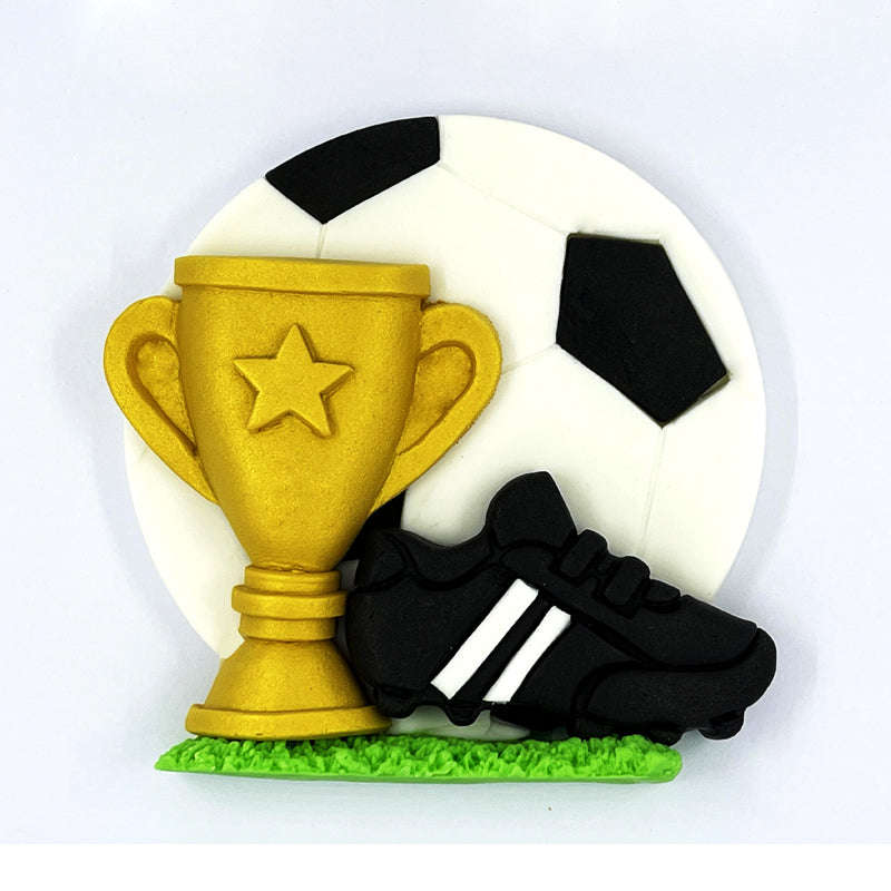 קישוט בצק סוכר - כדורגל וגביע אלופים