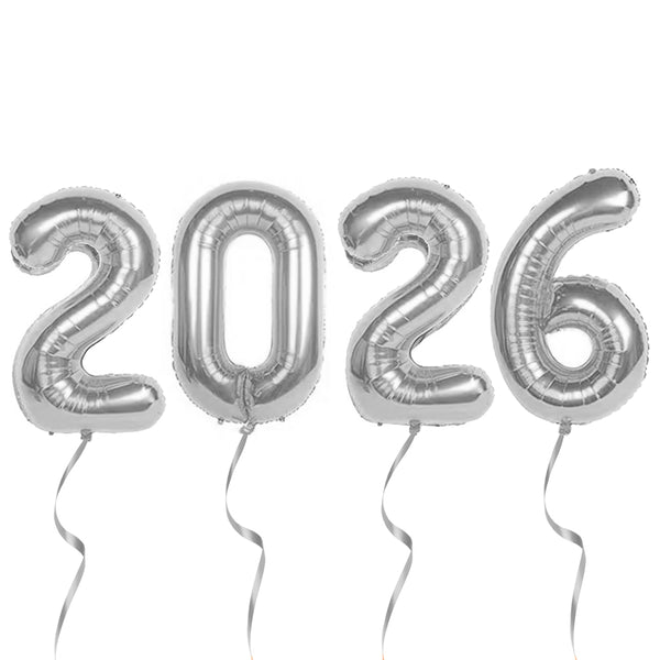 בלוני מיילר כסף 2026 – 80 ס״מ (לניפוח עצמי)