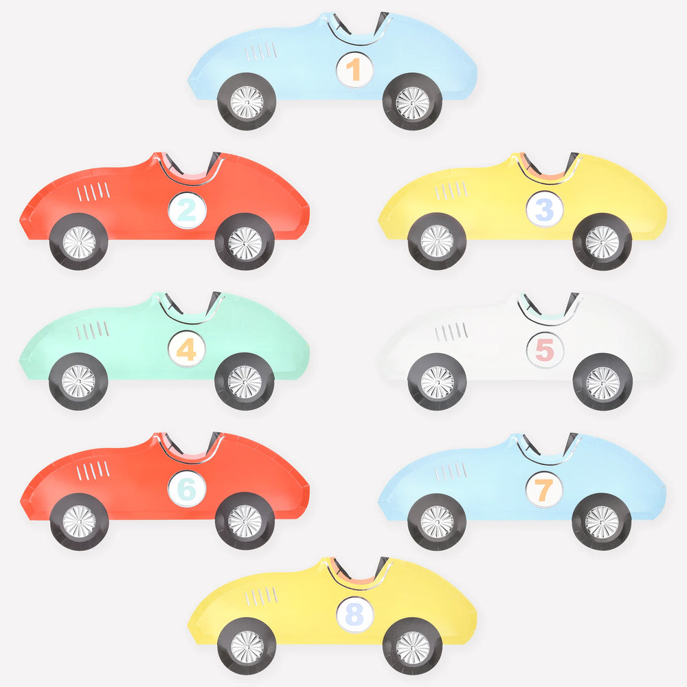 Meri Meri- צלחות נייר מכונית מירוץ