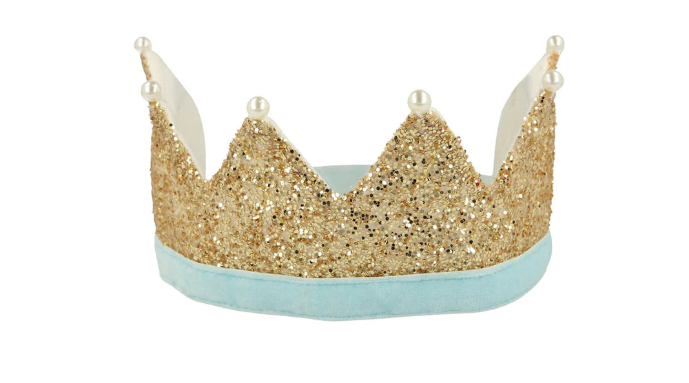 כתר זהב מנצנץ עם פנינים - meri meri