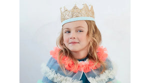 כתר זהב מנצנץ עם פנינים - meri meri