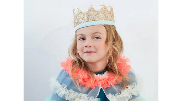 כתר זהב מנצנץ עם פנינים - meri meri