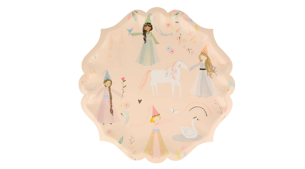 צלחת נסיכות עם שוליים מעוטרים - meri meri