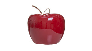 תפוח קרמיקה אדום גדול עם עלה זהב