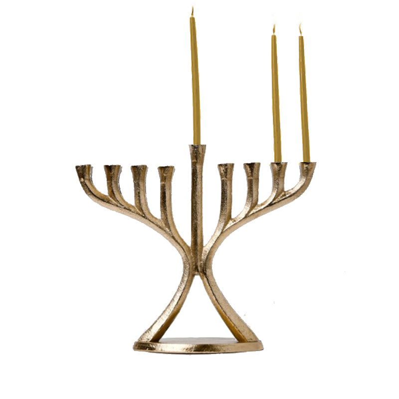 חנוכיה זהב מעוצבת 22סמ
