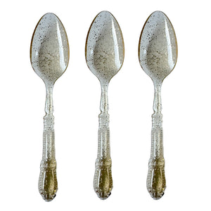 10 כפות וינטג׳ בצבע שקוף עם נצנצים בזהב