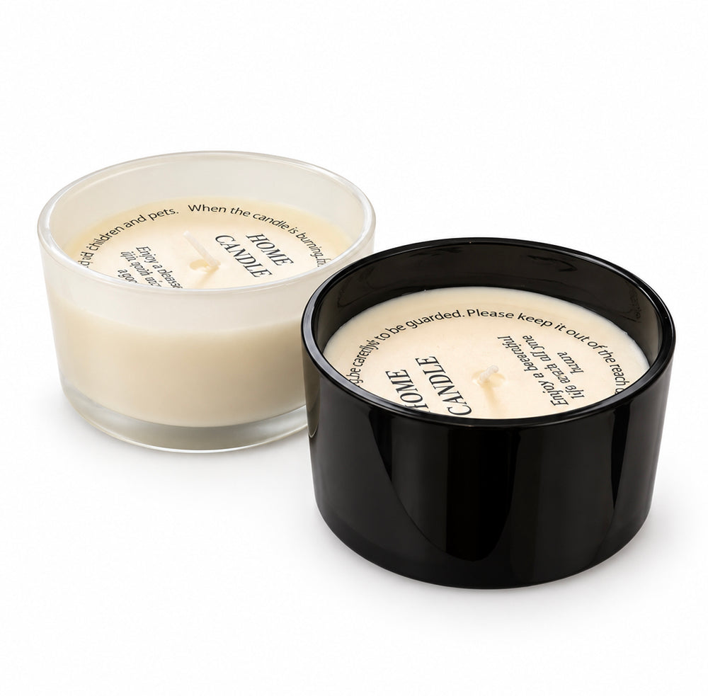 זוג נרות בכלי זכוכית שחור לבן