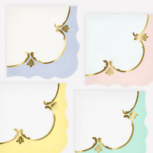 מפיות נייר גדולות בגווני פסטל ועיטורי זהב Meri Meri