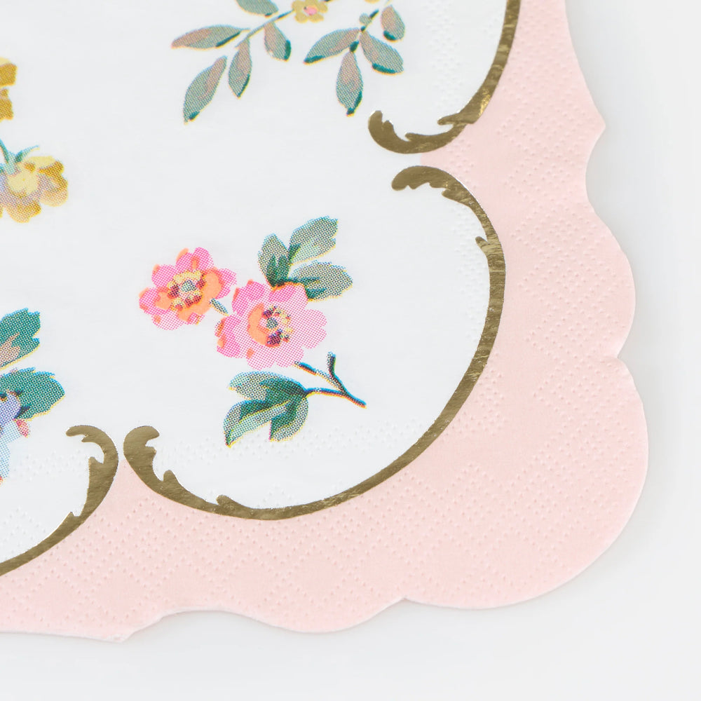 מפיות נייר קטנות הדפס פרחים ועיטורי זהב Meri Meri