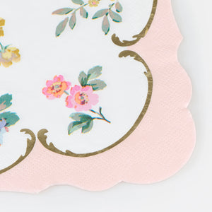 מפיות נייר קטנות הדפס פרחים ועיטורי זהב Meri Meri