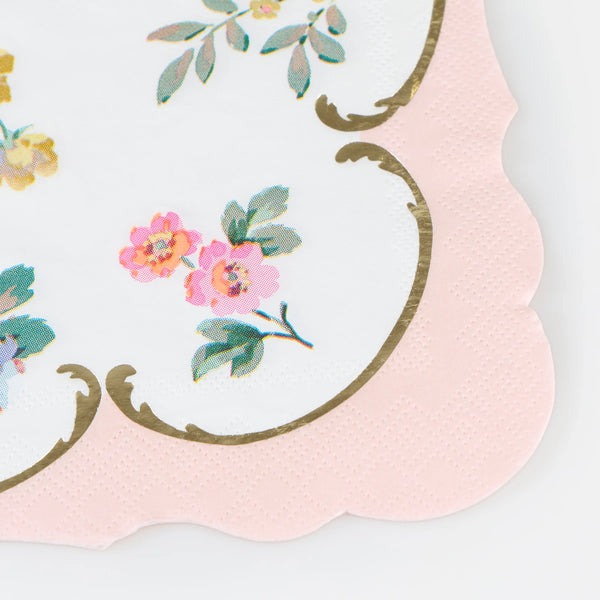 מפיות נייר קטנות הדפס פרחים ועיטורי זהב Meri Meri
