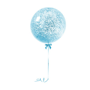 בלון בועה שקוף במילוי קונפטי תכלת