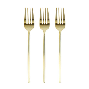 10 מזלגות פלסטיק בצבע זהב