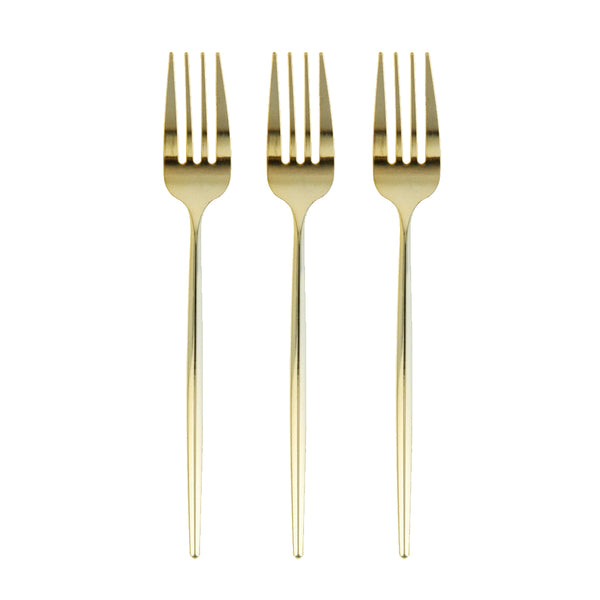 10 מזלגות פלסטיק בצבע זהב