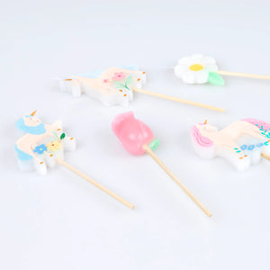 meri meri נרות חד-קרן  ופרחים לעוגת יום הולדת