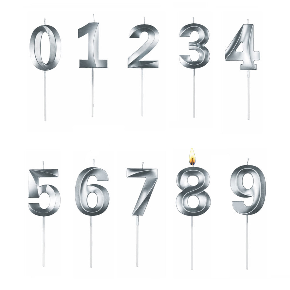 נר מספר לעוגה בצבע כסף