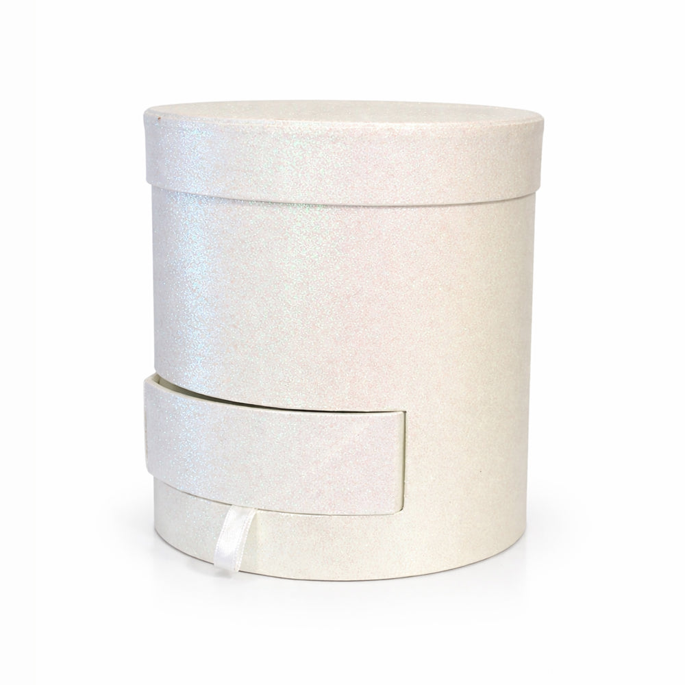 קופסאת נצנצים לבנה עם מגירה