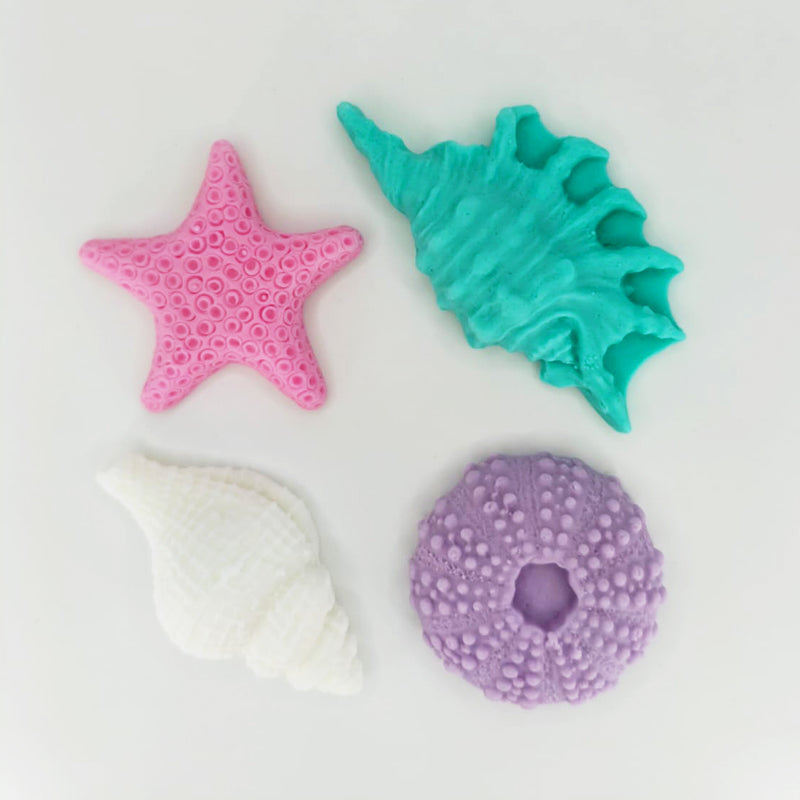 קישוט בצק סוכר - קונכיות צבעי פסטל