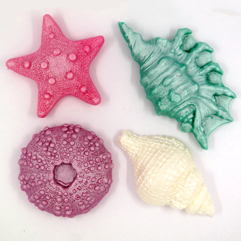 קישוט בצק סוכר - קונכיות צבעי פסטל