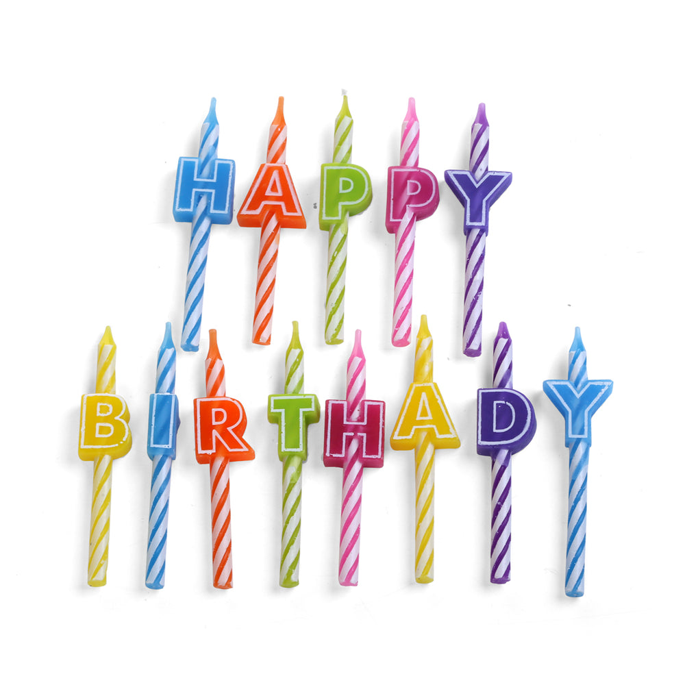 נרות HAPPY BIRTHDAY צבעוניים לעוגה – מושלם לכל חגיגה
