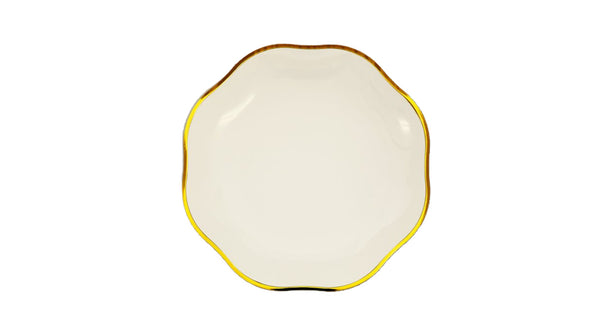 צלחות פטל בינוניות קרם עם פס זהב