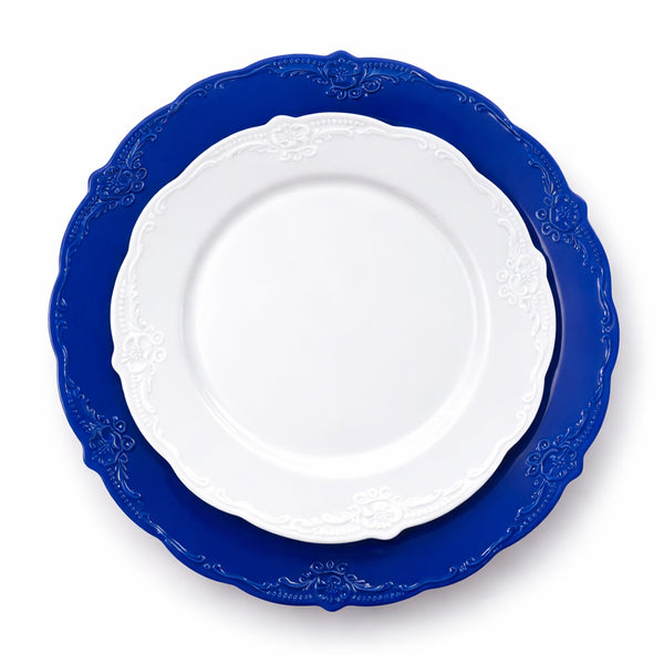 סט צלחות וינטאג׳ כחול לבן