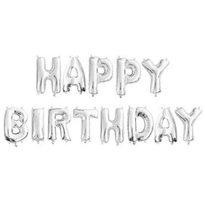 בלוני אותיות Happy Birthday כסף- לניפוח עצמי