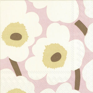 מפיות פרחים בצבע בז ורוד  marimekko