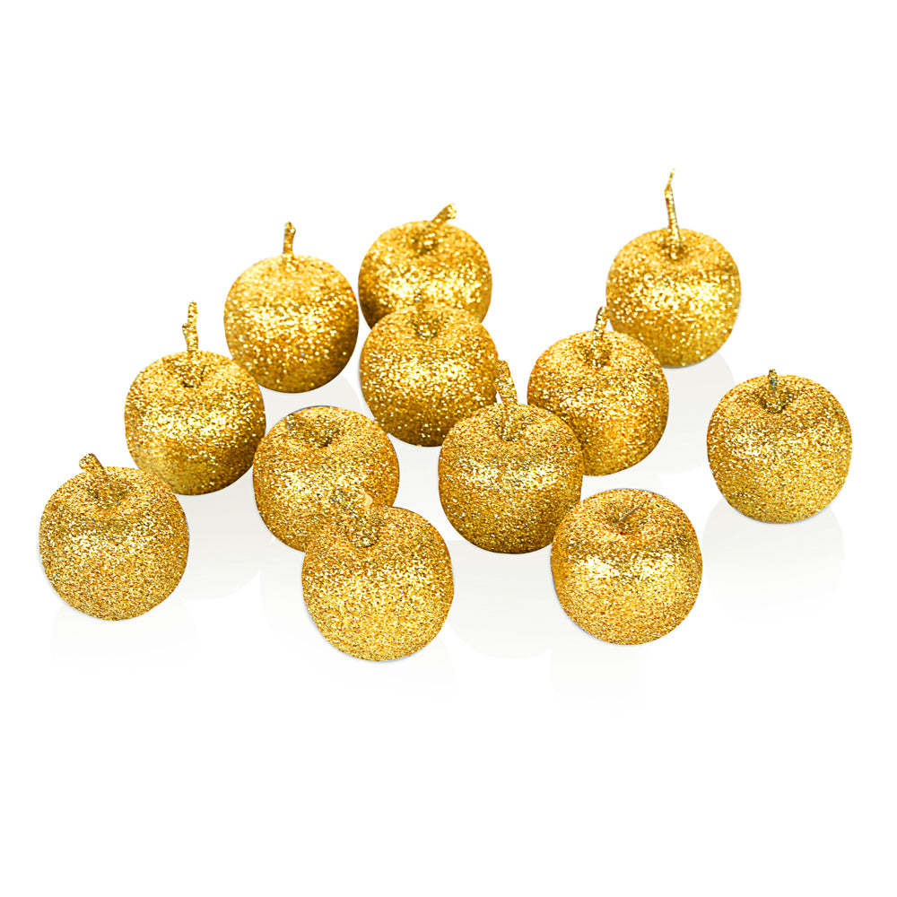 12 תפוחים זהב נצנצים לקישוט