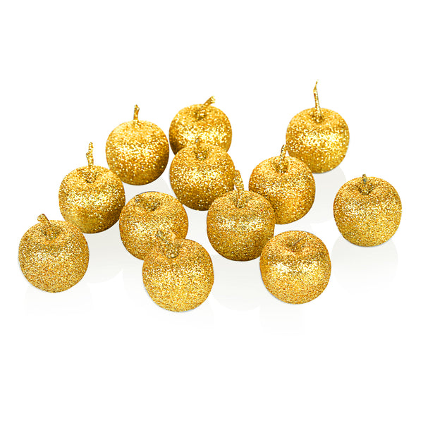 12 תפוחים זהב נצנצים לקישוט