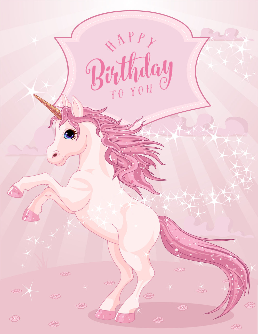 דף סוכר אכיל מוכן לעוגה -חד קרן ורוד