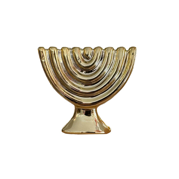 חנוכיית קרמיקה מוזהבת