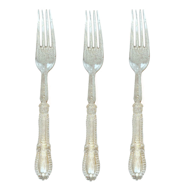 10 מזלגות וינטג' שקופות עם נצנצים