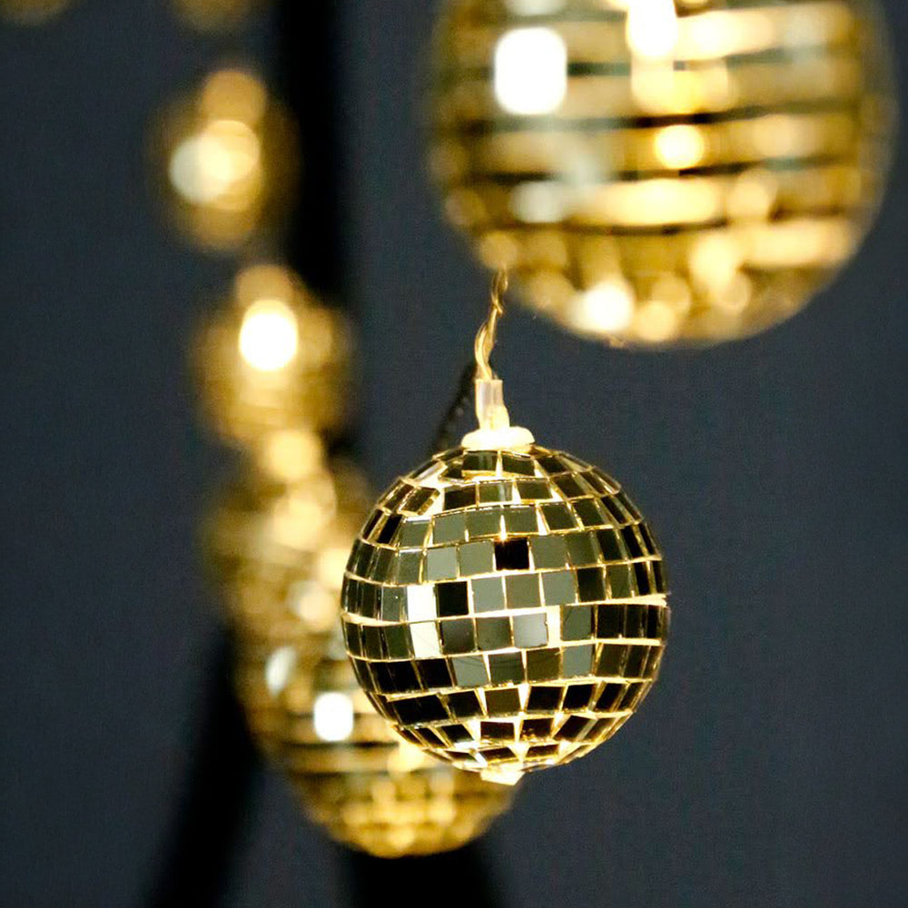שרשרת נורות כדורי דיסקו זהב בינוניים