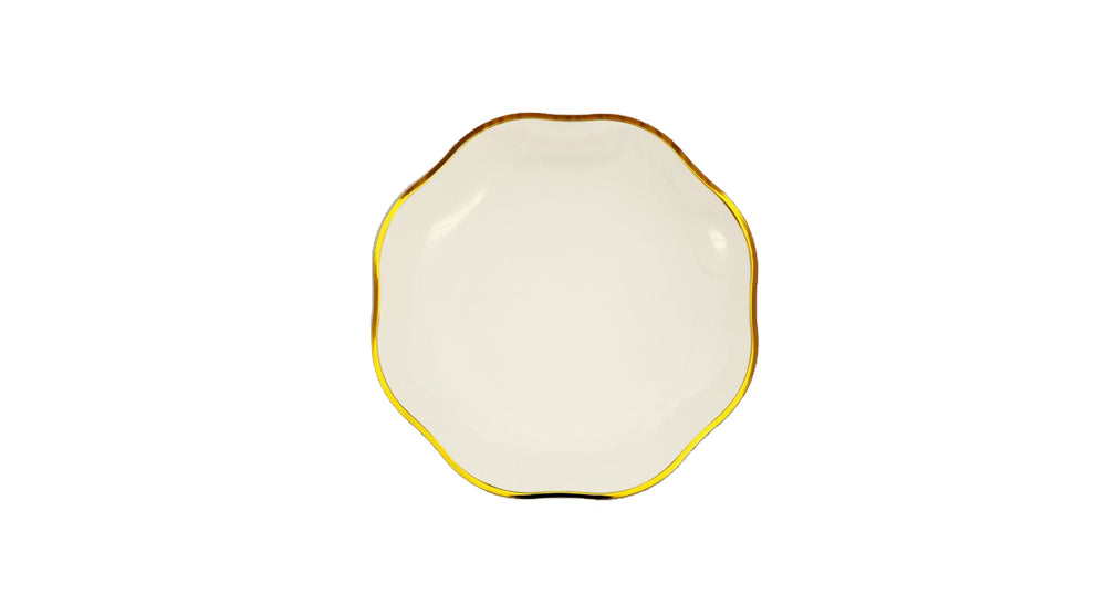 צלחות פטל קטנות קרם עם פס זהב