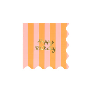 מפיות קוקטייל יום הולדת שמח פסים meri meri