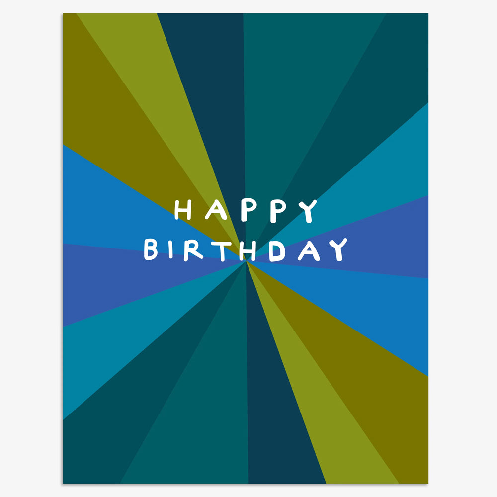 ‫כרטיס ברכה Happy Birthday משולשים גווני כחול