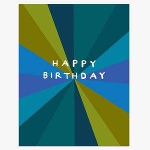 ‫כרטיס ברכה Happy Birthday משולשים גווני כחול