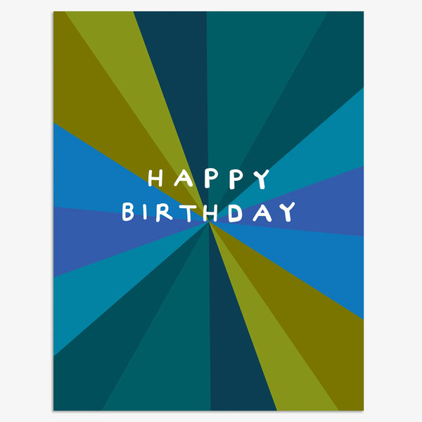 ‫כרטיס ברכה Happy Birthday משולשים גווני כחול