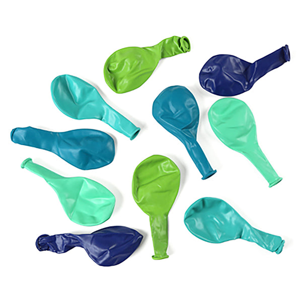 עשיריית בלוני גומי בגוווני כחול ירוק - לניפוח עצמי